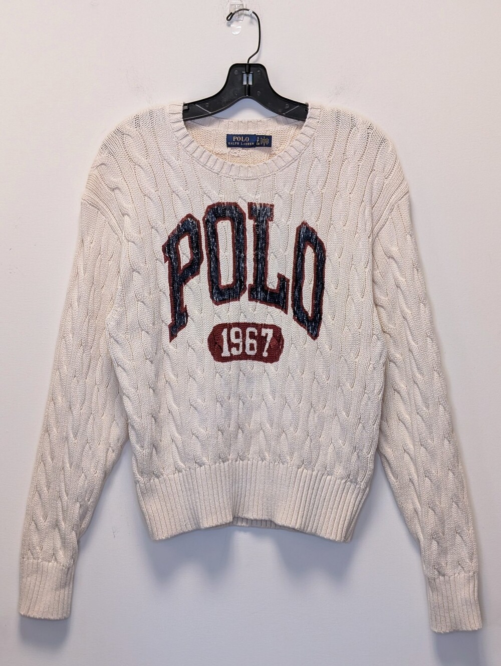 Polo Ralph Lauren POLO 1967 Cream Cable Knit Soft Cotton Sweater S